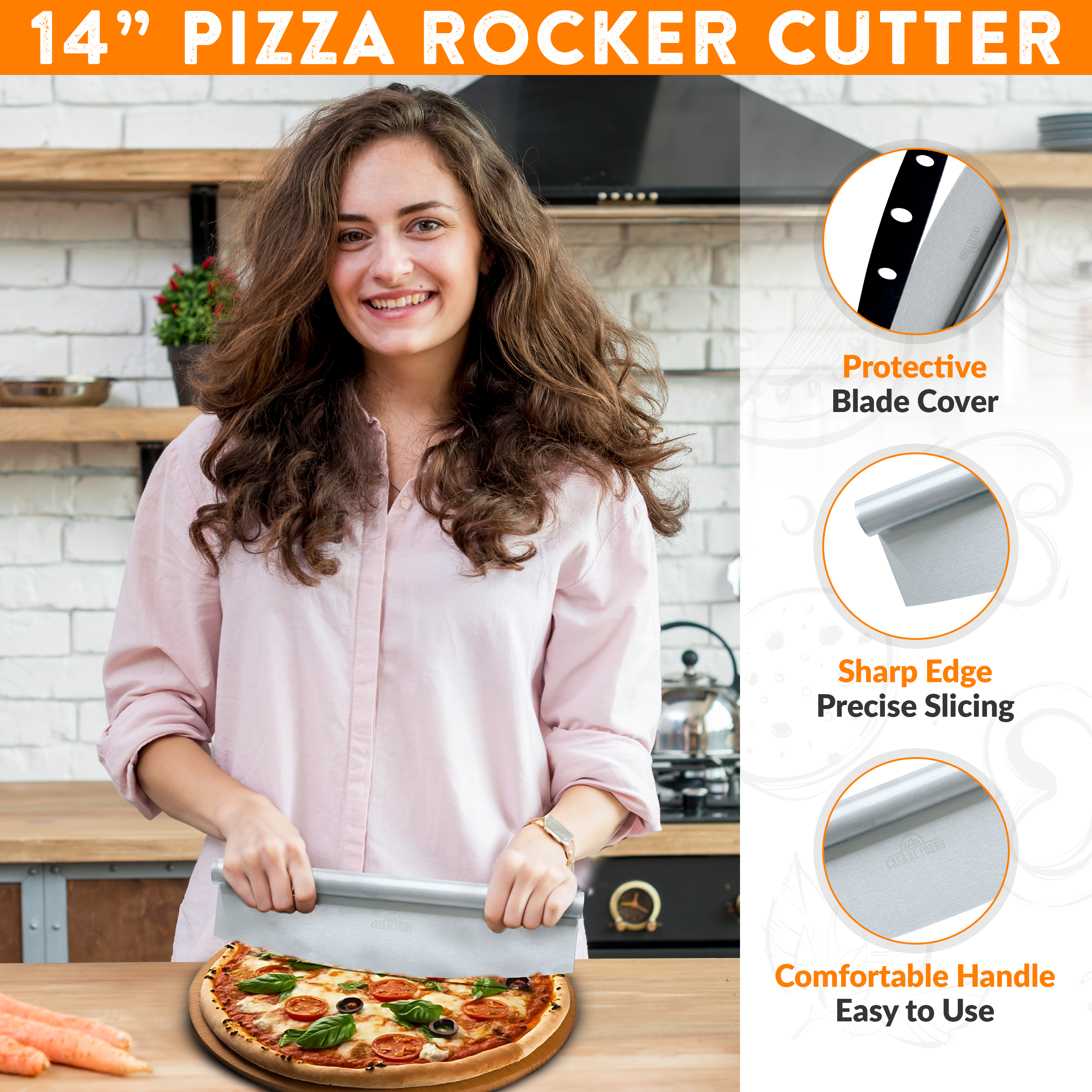 Casa Al Forno Pizza Peel and Pizza Rocker Cutter